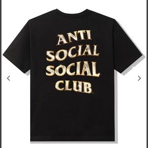 Anti Social Social Club Goldy Logo Tee Black Gold Size L NWT